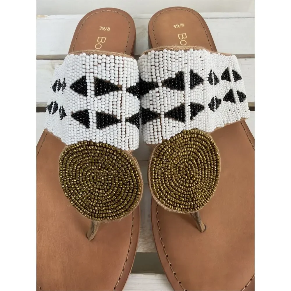 New No Box Bos & Co Judy Beaded Sandal #1052 Size EU 39